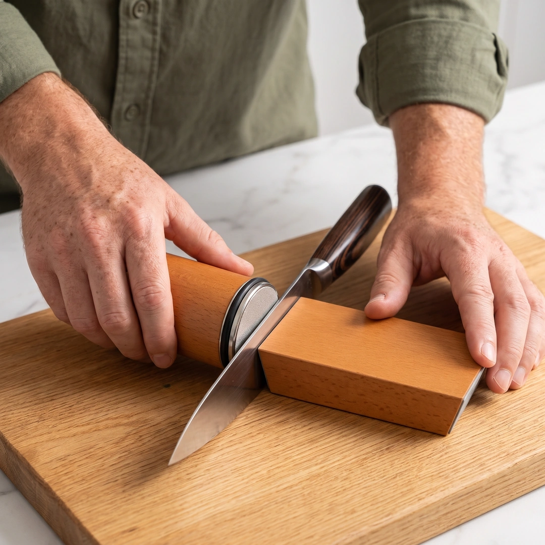 Le rouleau qui roule le long du tranchant